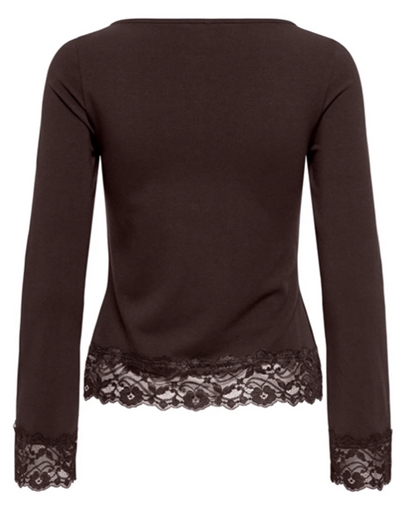 Only - ONLLive Love O-Neck Lace Top - Chocolate Torte